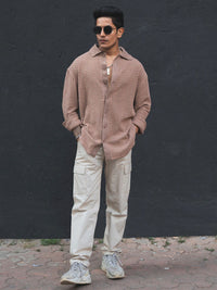 Powerlook Semi Sheer Self Design India Slim Fit Pure Cotton Oversized Crochet Shirt