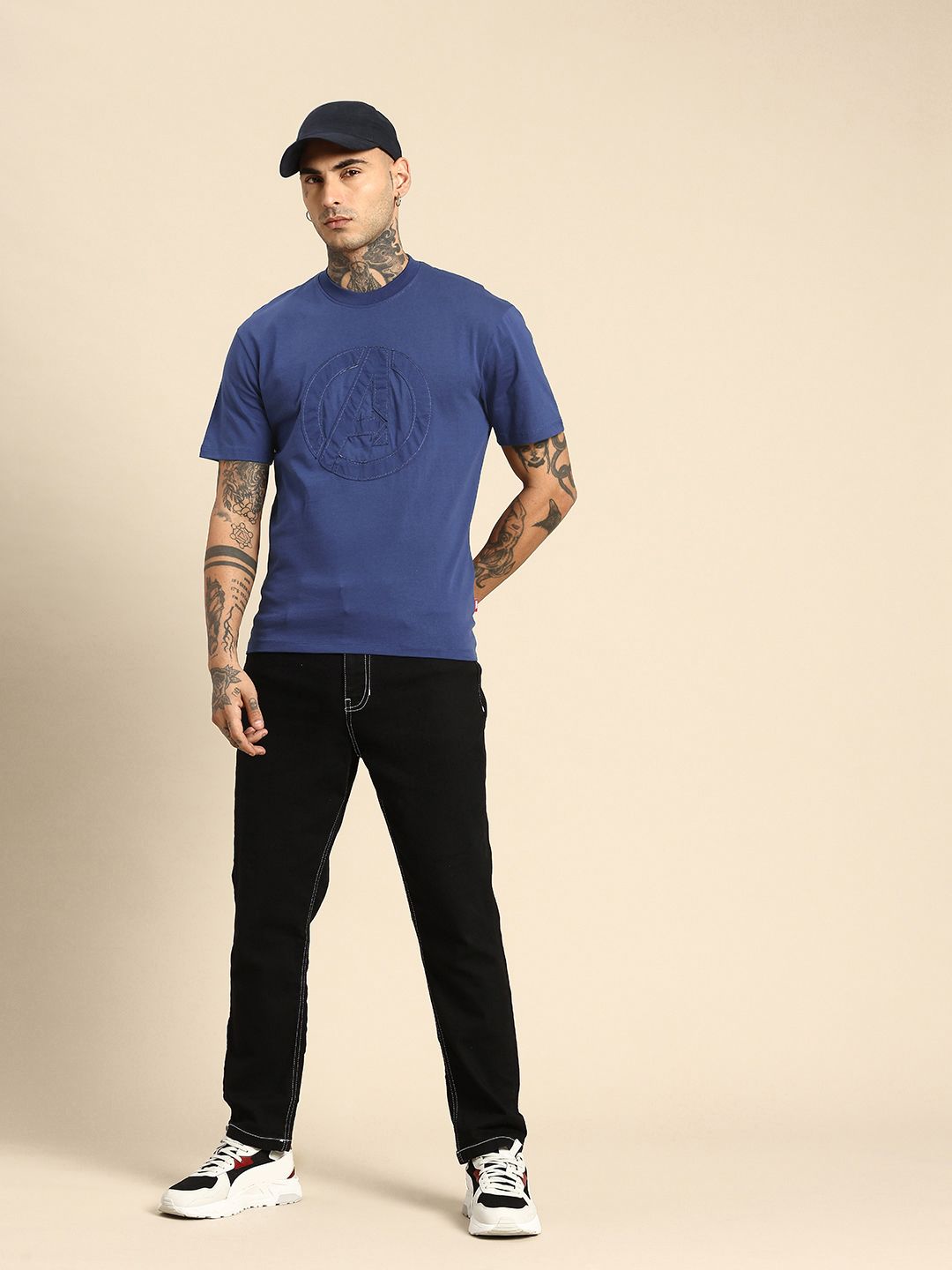 Being Human Pure Cotton Iron Man Printed Relaxed Fit Applique T-shirt
