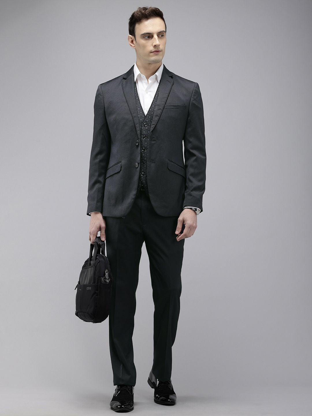 Park Avenue Self Design Contemporary Fit 3 Piece Party Suit