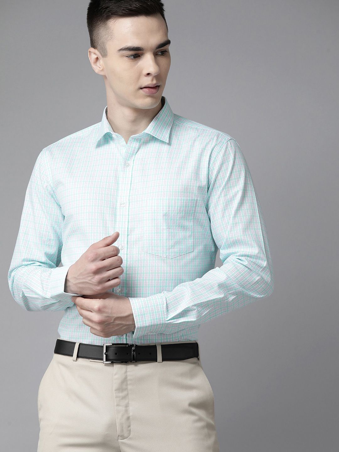 Park Avenue Pure Cotton Slim Fit Checked Formal Shirt