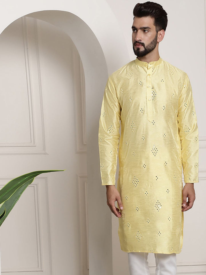 SOJANYA Embellished Mirror Work Silk Cotton Kurta