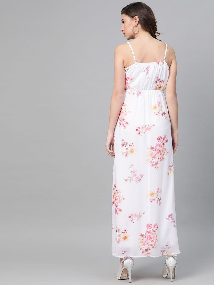 SASSAFRAS White Floral Printed Maxi Dress