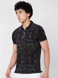 SPYKAR Printed Polo Collar Cotton Slim Fit T-shirt