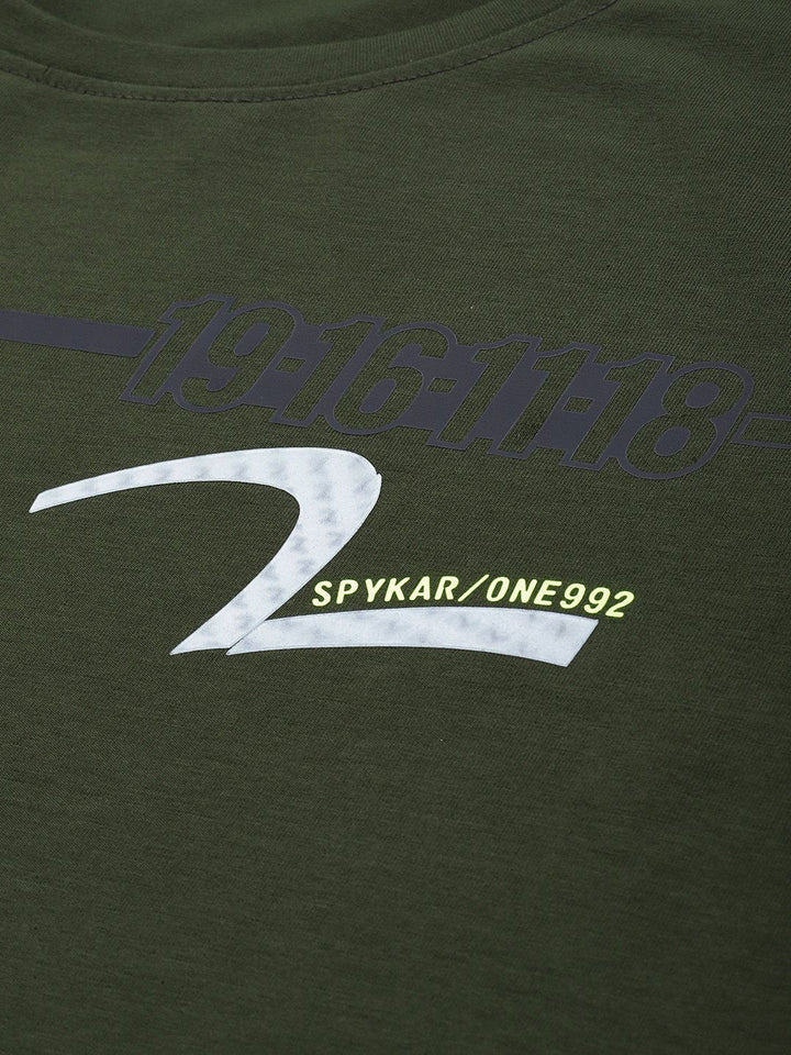 SPYKAR Graphic & Striped Printed Slim Fit T-shirt