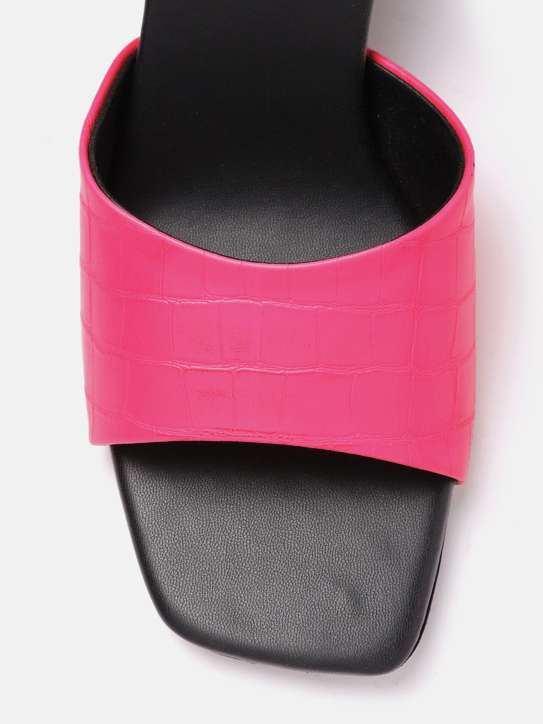 DressBerry Fuchsia Pink Croc Textured Slim Heels