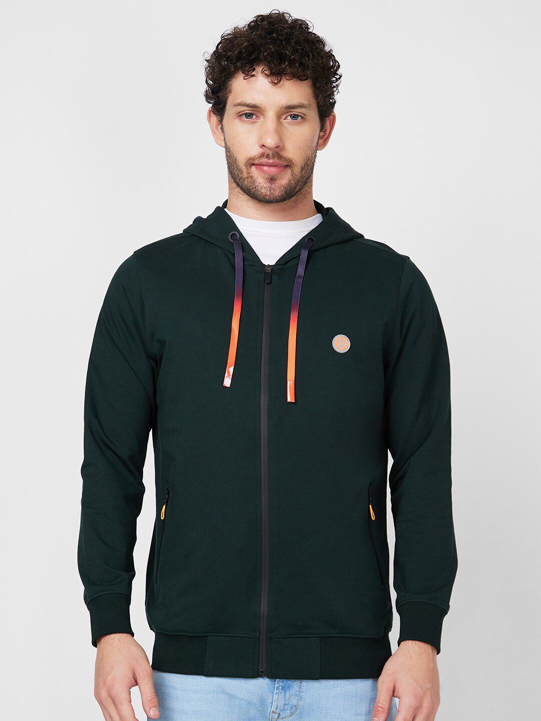 SPYKAR Hooded Cotton Front-Open Sweatshirt