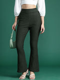 DressBerry Women Ribbed Flared Bootcut Trousers