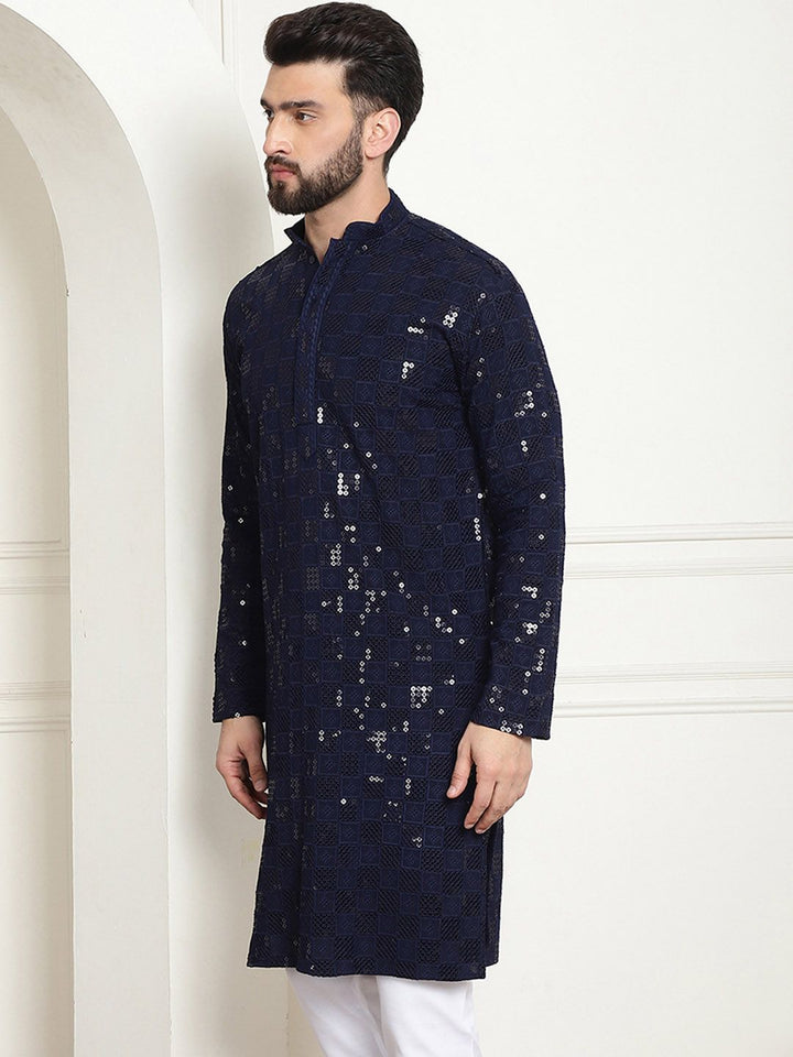SOJANYA Dihiasi Kolar Mandarin Kurta Kapas Tulen Lurus