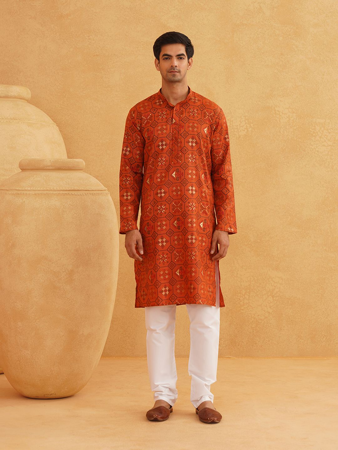 SOJANYA Motif Etnik Bercetak Kurta Lurus Dengan Piyama
