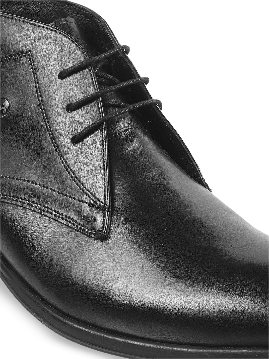 Metro Men Black Solid Formal Derbys Shoes