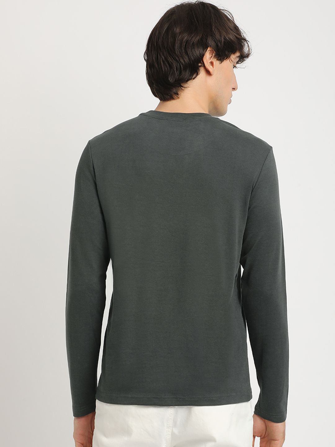 THE BEAR HOUSE Men's Crew Neck Full sleeve Solid T-shirt