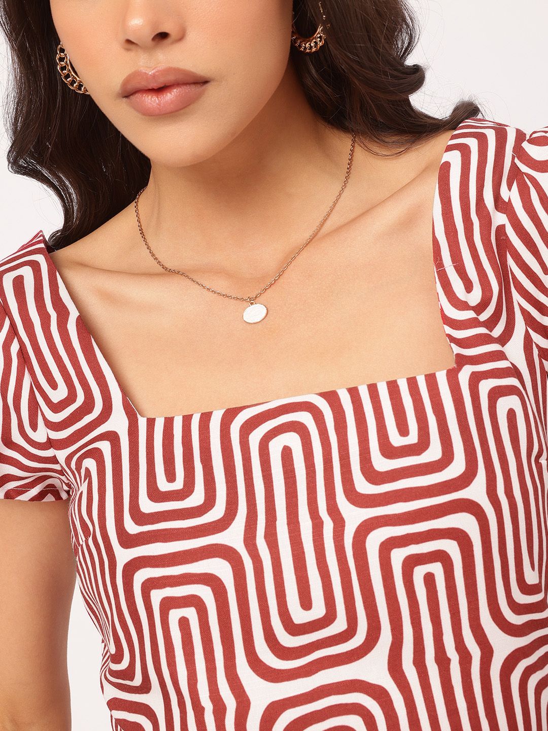 DressBerry Bubbly Boutique Geometric Printed Fit & Flare Mini Dress