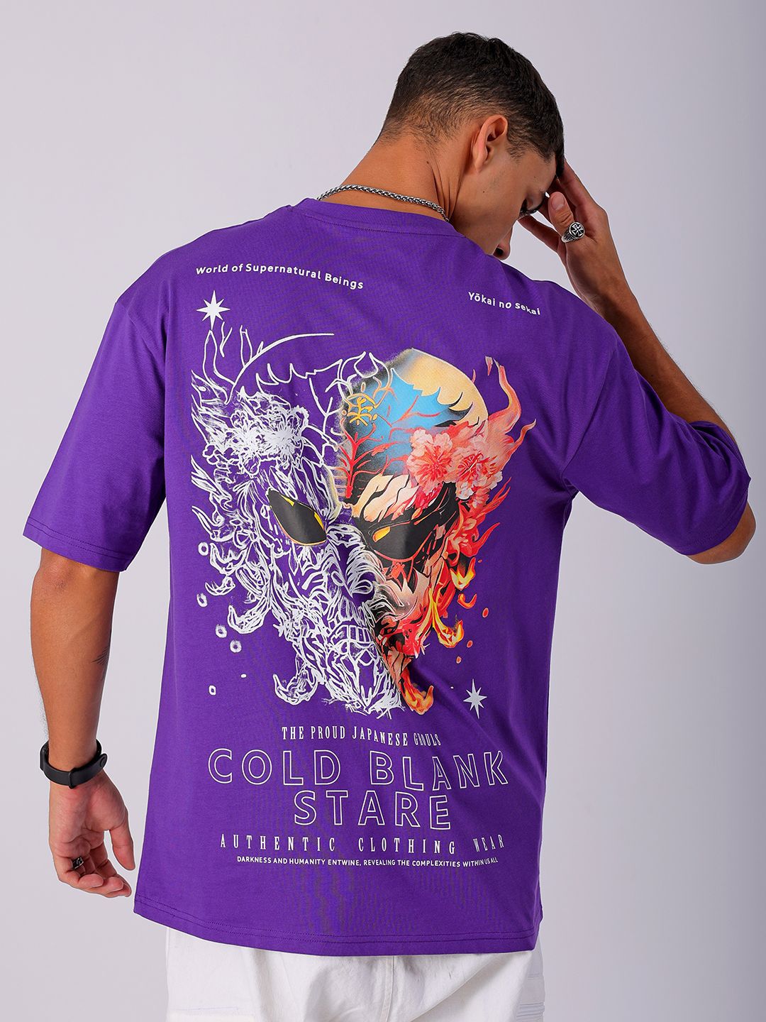 The Indian Garage Co Men Back Printed Boxy Oversized Pure Cotton T-shirt