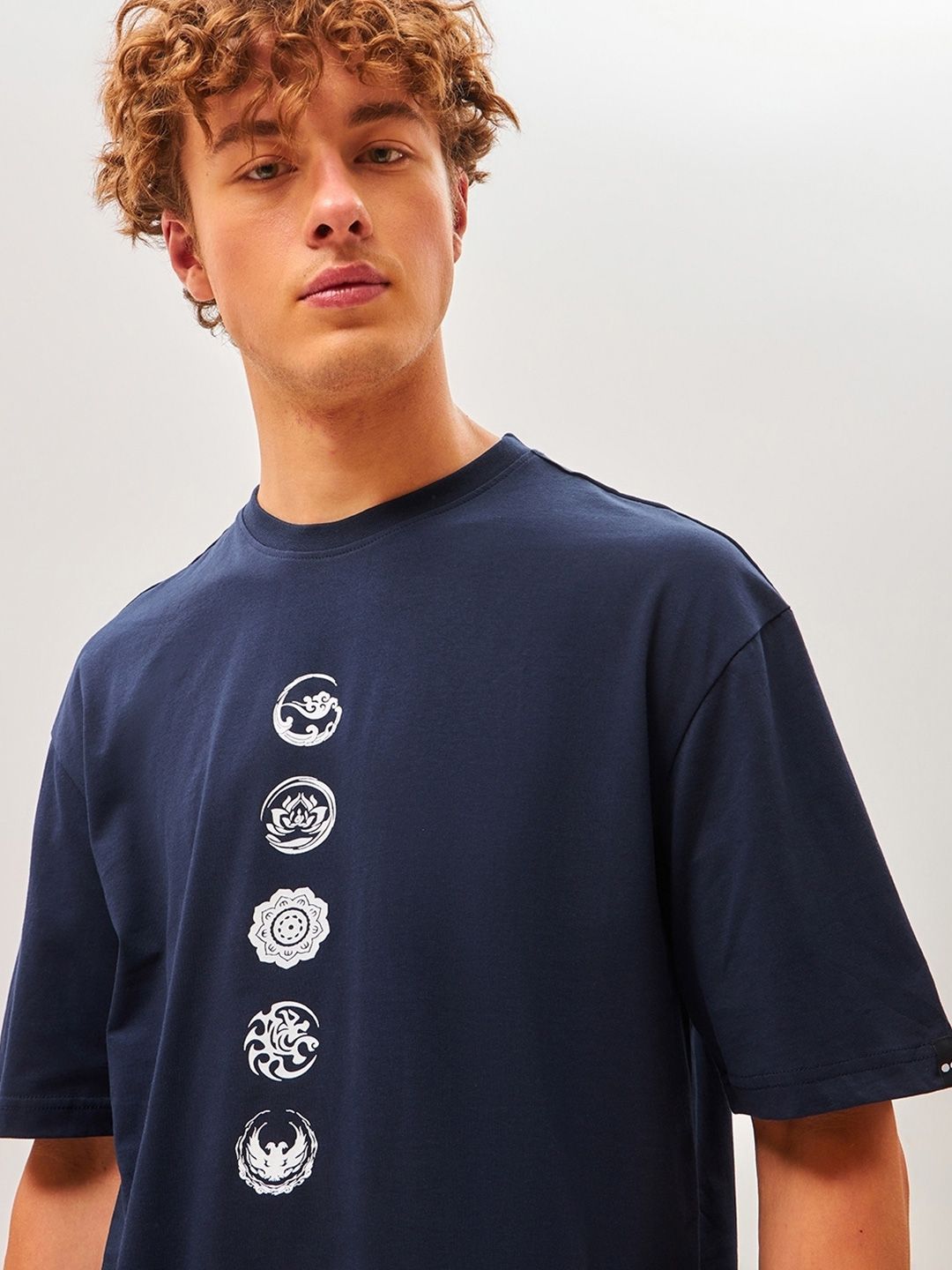 Bewakoof Graphic Printed Drop-Shoulder Sleeves Oversized Cotton T-shirt