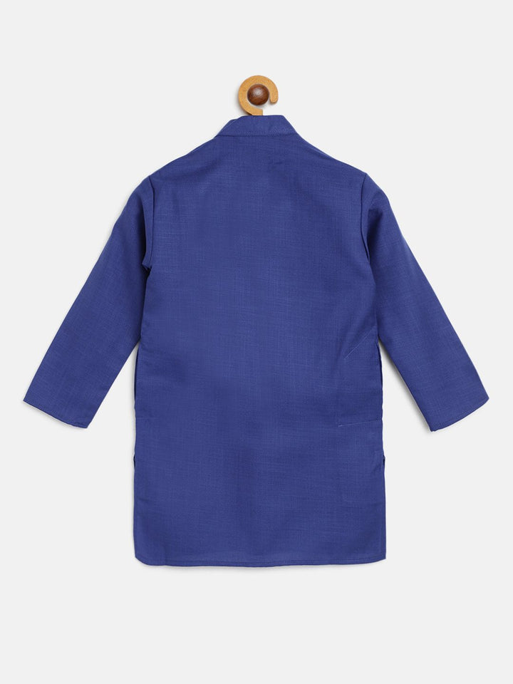 SOJANYA Boys Blue Solid Mandarin Collar Straight Kurta
