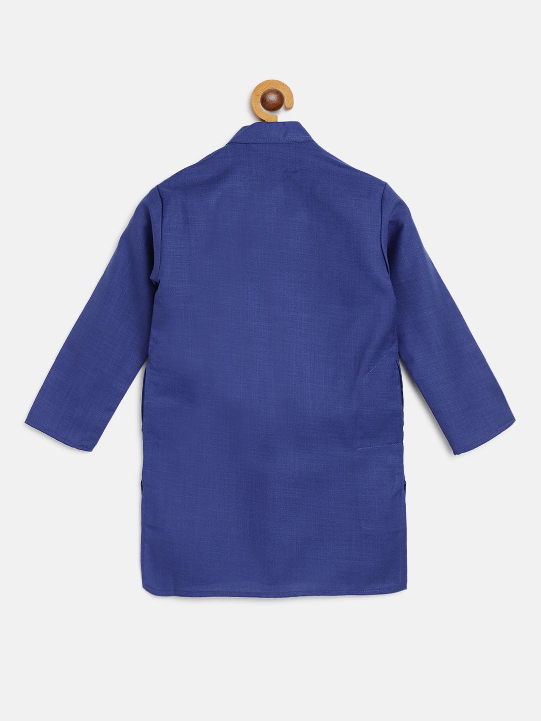 SOJANYA Lelaki Biru Solid Kolar Mandarin Kurta Lurus