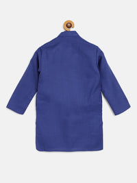 SOJANYA Lelaki Biru Solid Kolar Mandarin Kurta Lurus