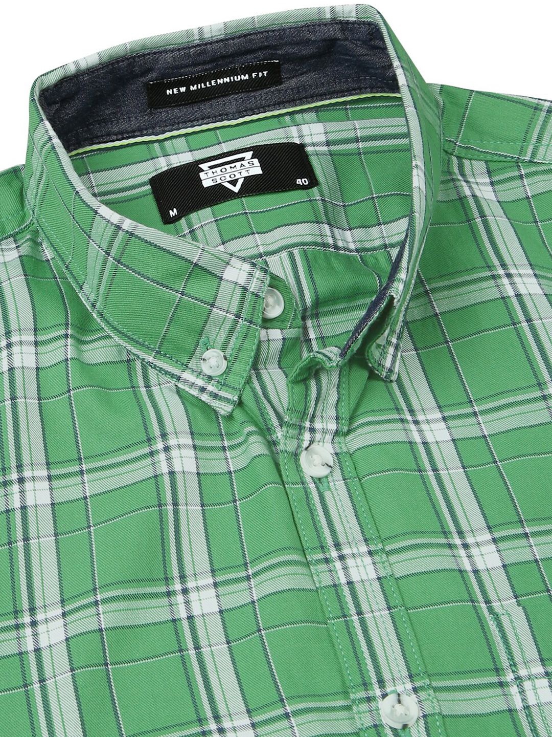 Thomas Scott Standard Slim Fit Tartan Checks Pure Cotton Casual Shirt