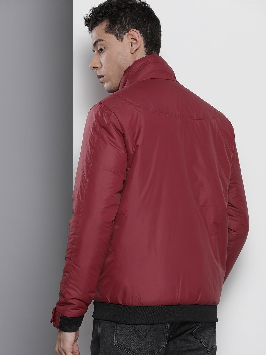The Indian Garage Co Men Zip-Front Bomber Jacket with Zip Pockets