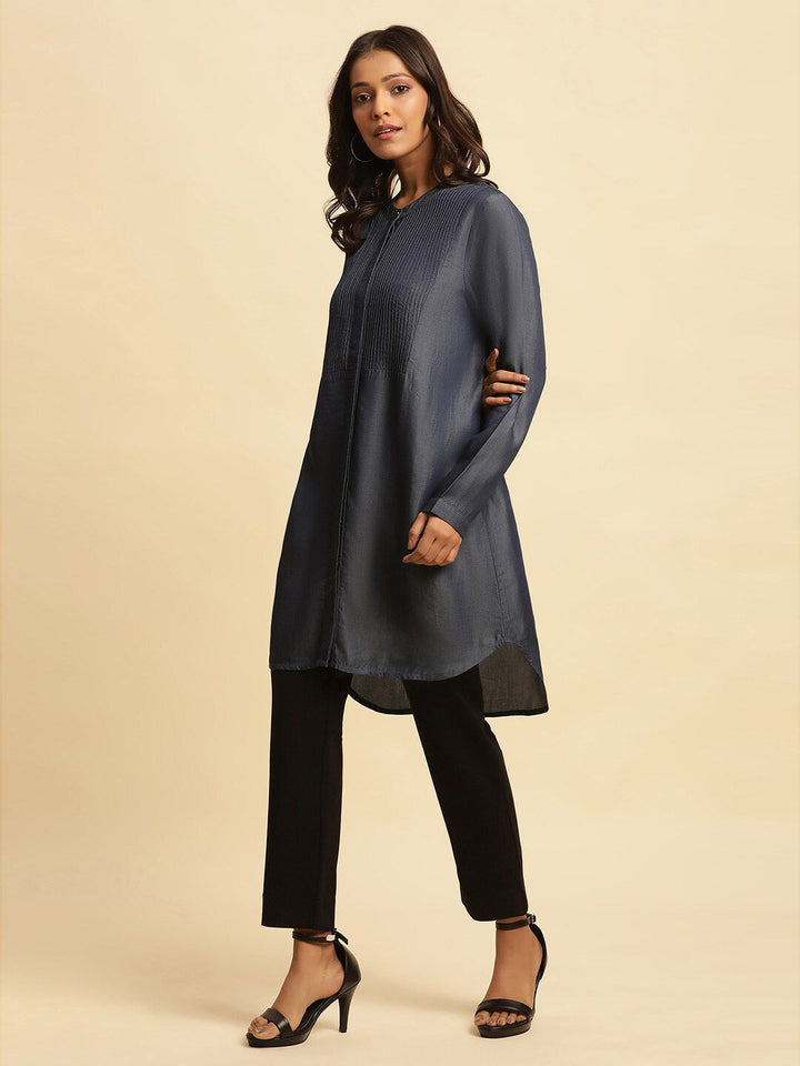 W Mandarin Collar Long Sleeves Lyocell Kurta