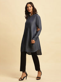 W Mandarin Collar Long Sleeves Lyocell Kurta