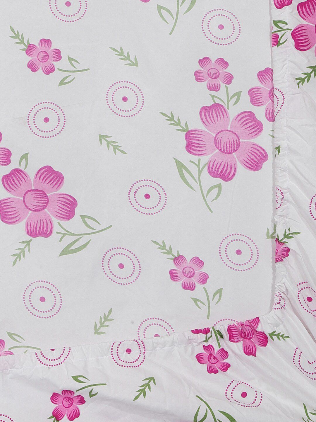 KLOTTHE White & Pink Floral Printed 300TC Double King Cadar Dengan 2 Sarung Bantal