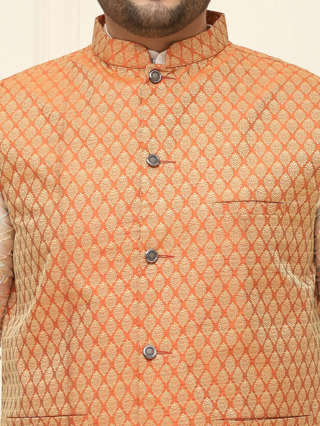 SOJANYA PLUS Men Printed Nehru Plus Size Jacket