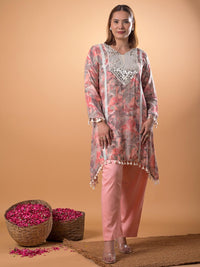 Mamicha Printed Pure Cotton V-Neck Tunic With Palazzo Co-Ords