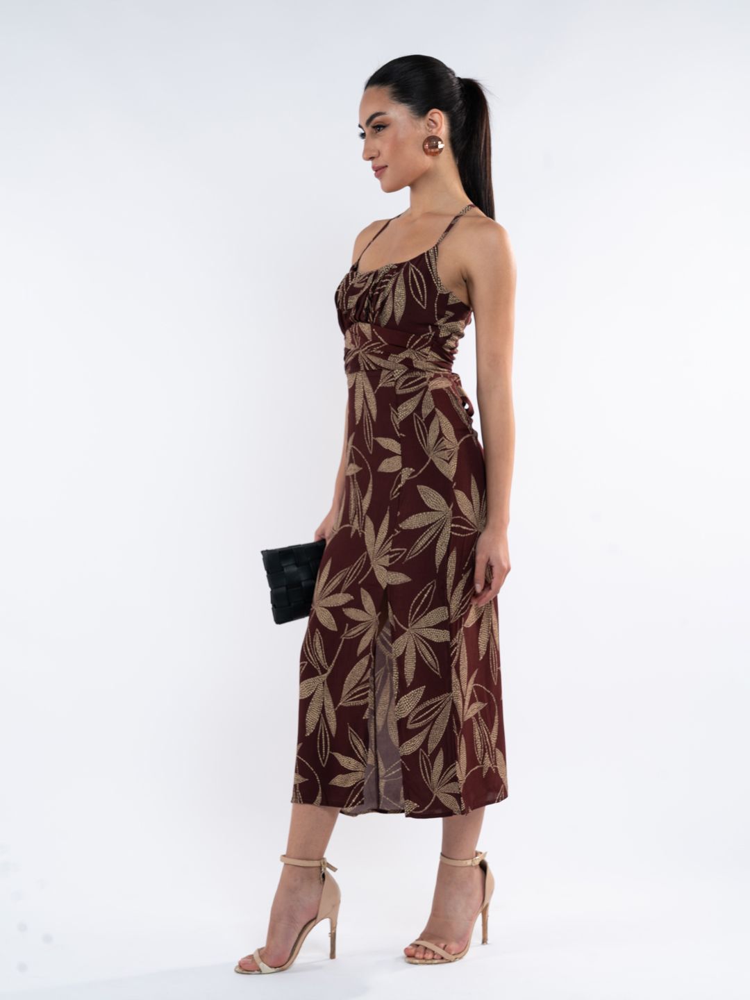 Dressberry Tropical Print A-Line Midi Dress