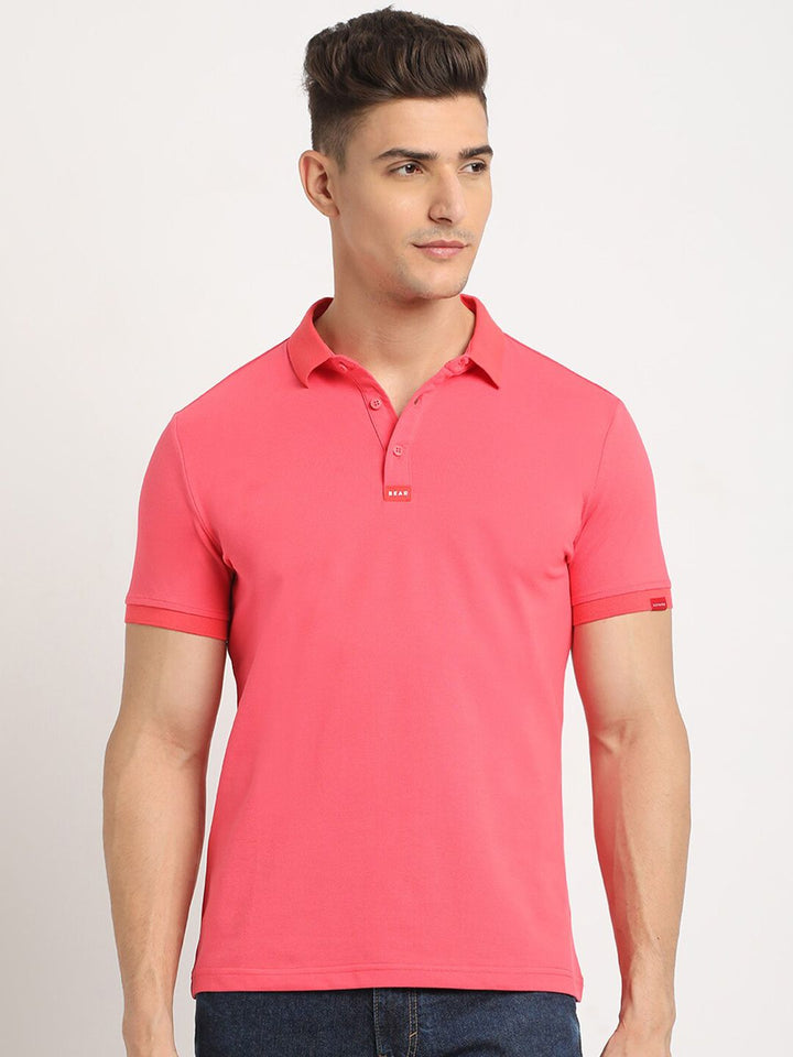 THE BEAR HOUSE Polo Collar Short Sleeves Slim Fit T-shirt