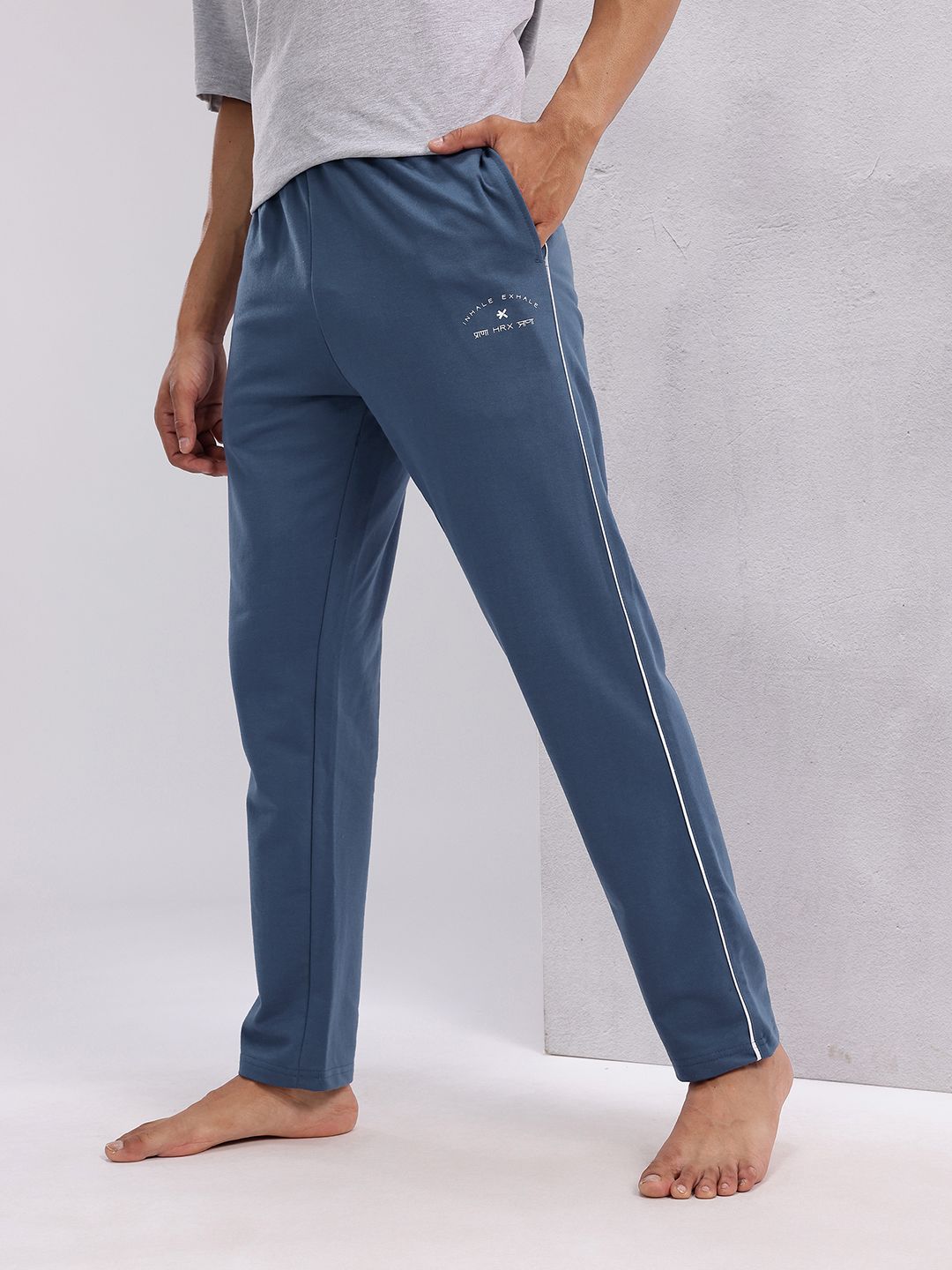 HRX by Hrithik Roshan Men Mid-Rise Yoga Track Pants with Contrast Piping