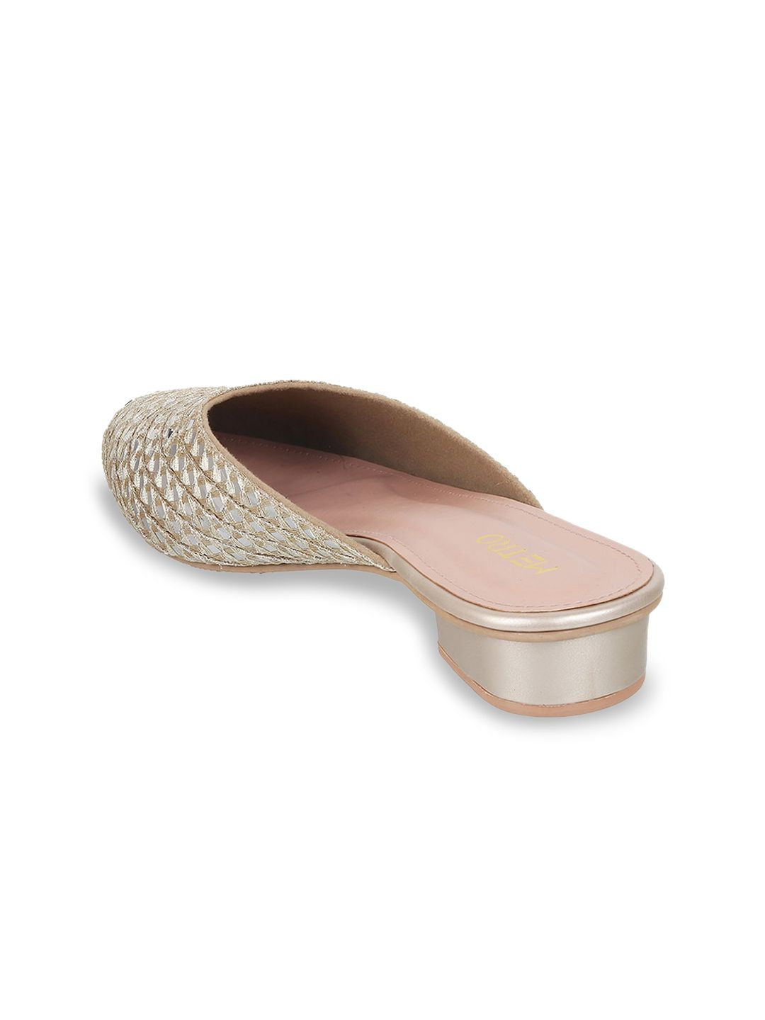 Metro Mirror Work Embroidered Block Heel Mules