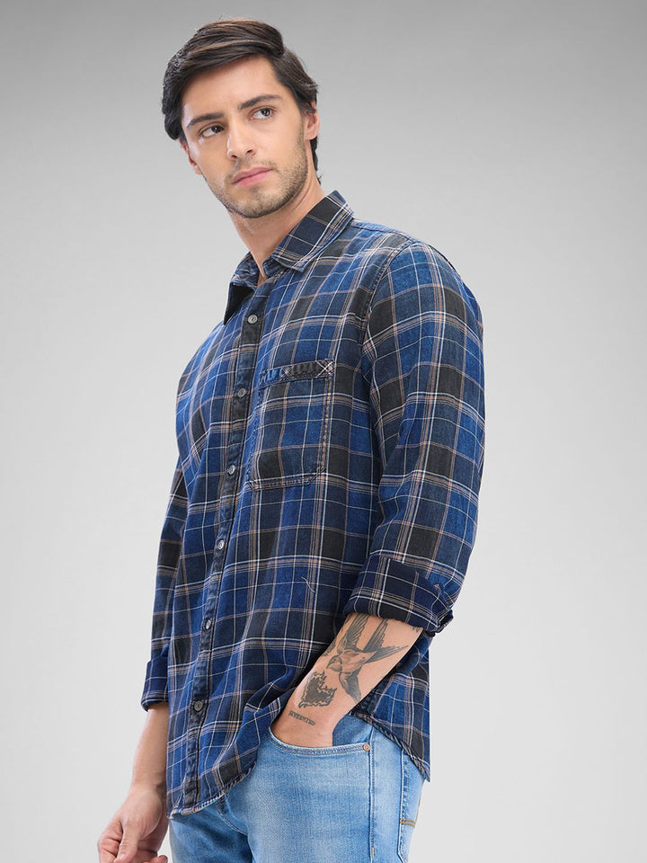 SPYKAR Men Tartan Checks Slim Fit Casual Shirt