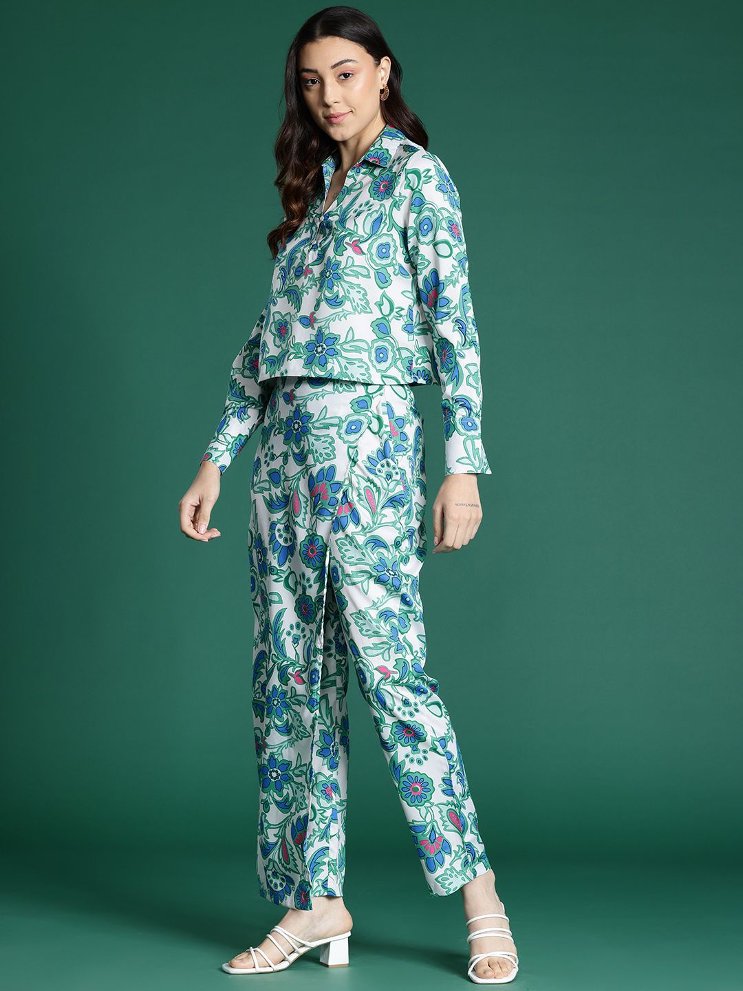 DressBerry Printed Shirt with Layered Trousers Co-ords