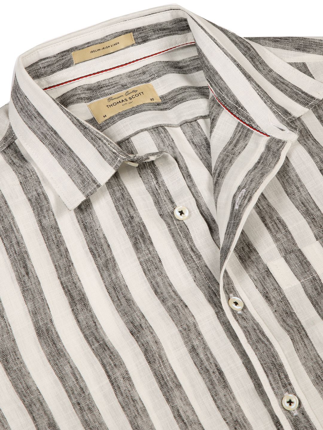 Thomas Scott Men Premium Vertical Stripes Cotton & Linen Casual Shirt