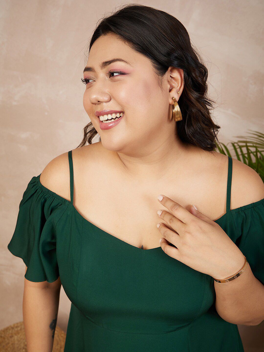 Berrylush Curve Plus Size Flutter Sleeve Maxi Dress
