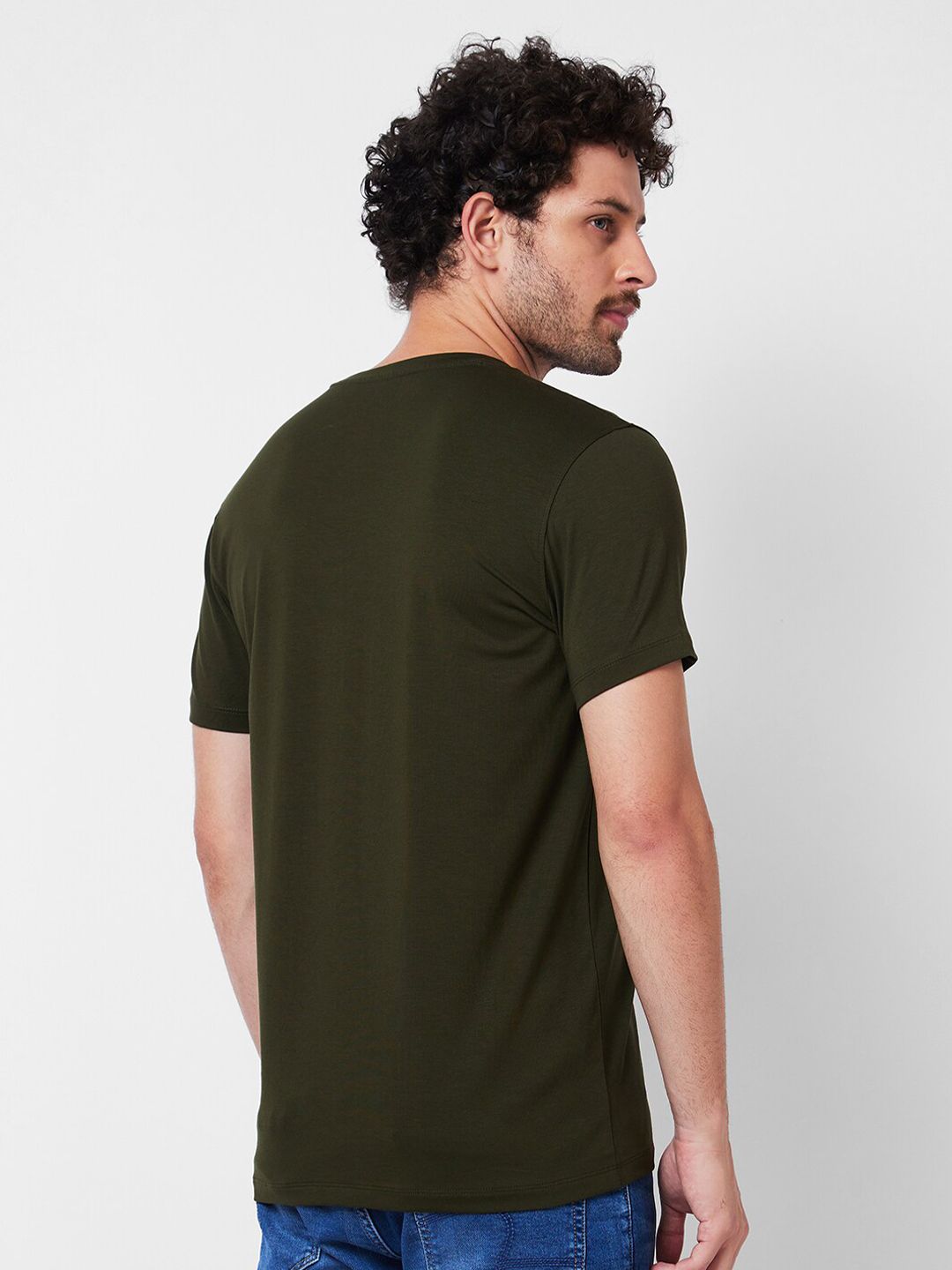 SPYKAR Round Neck Typography Printed Cotton Slim Fit T-shirt