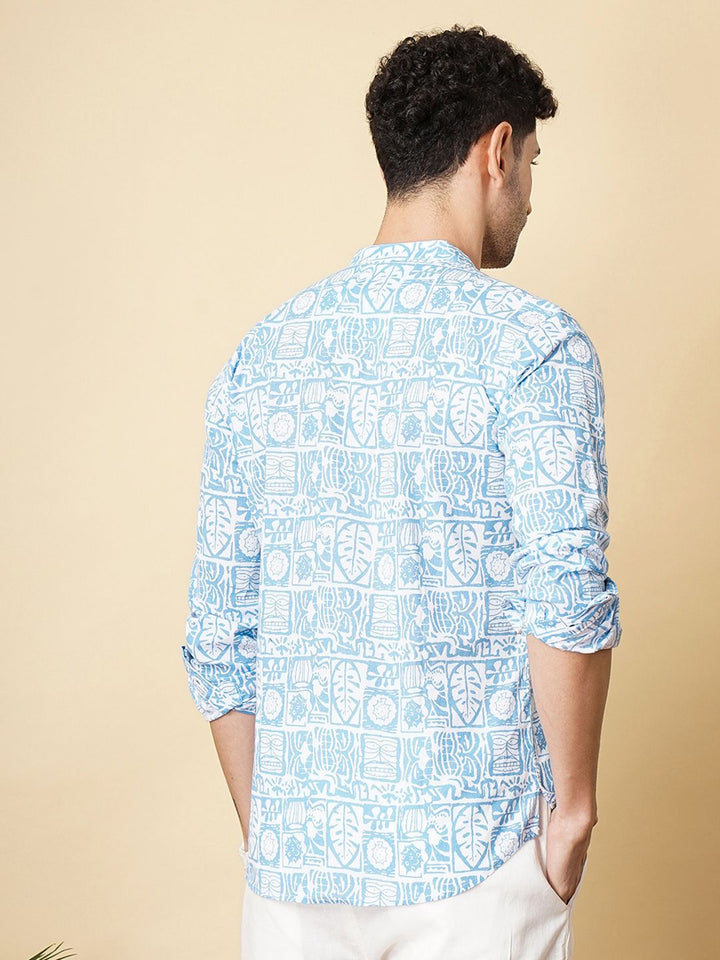 The Indian Garage Co Men Blue Ethnic Motifs Printed Casual Shirt