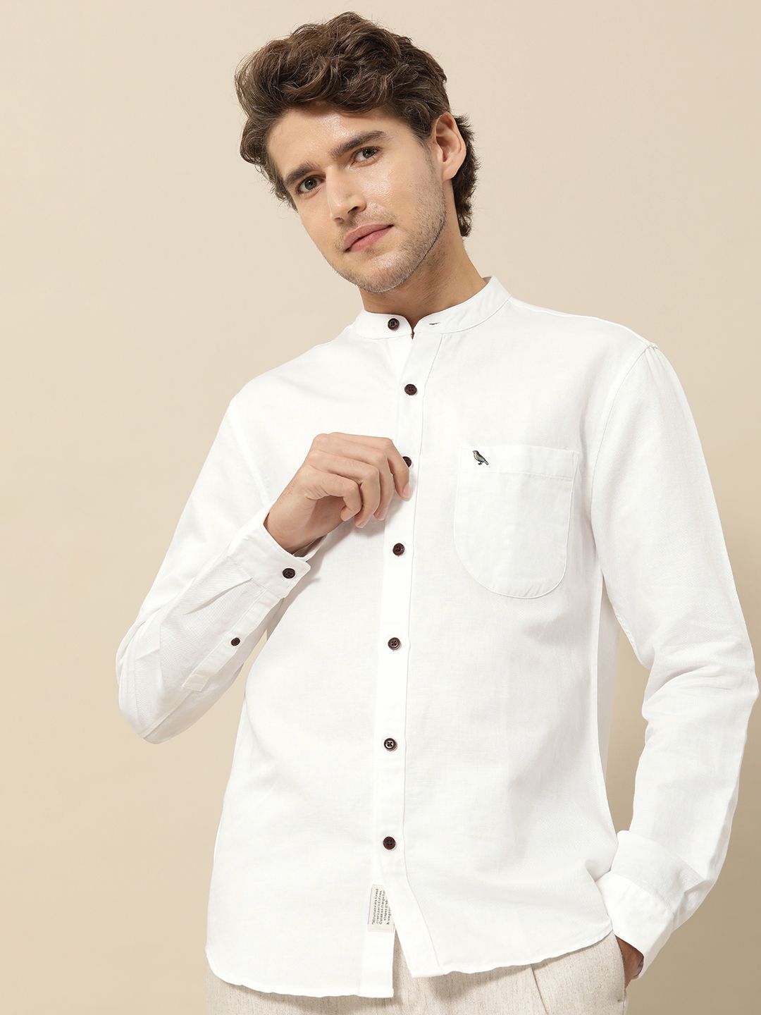 Mr Bowerbird Men White Tailored Fit Casual Shirt