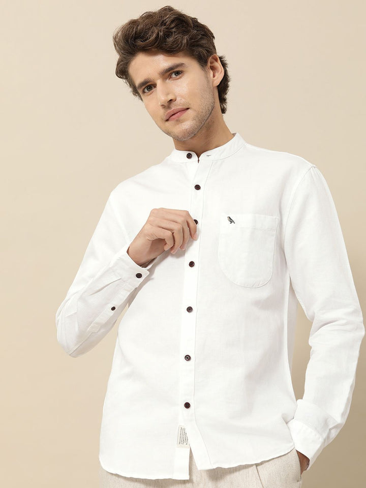 Mr Bowerbird Men White Tailored Fit Casual Shirt