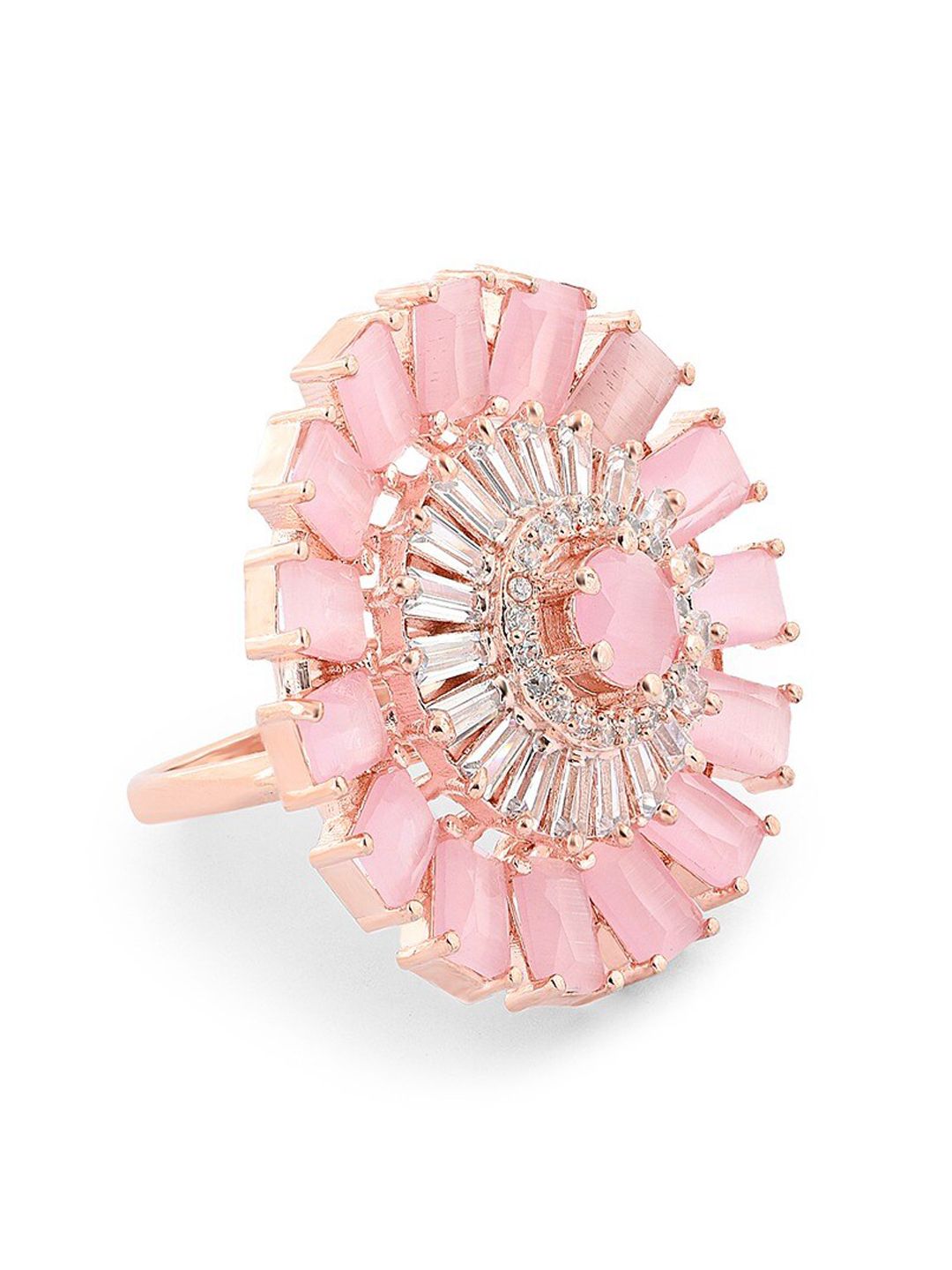 Cincin Jari Boleh Laras Zaveri Pearls Rose Saduran Emas CZ