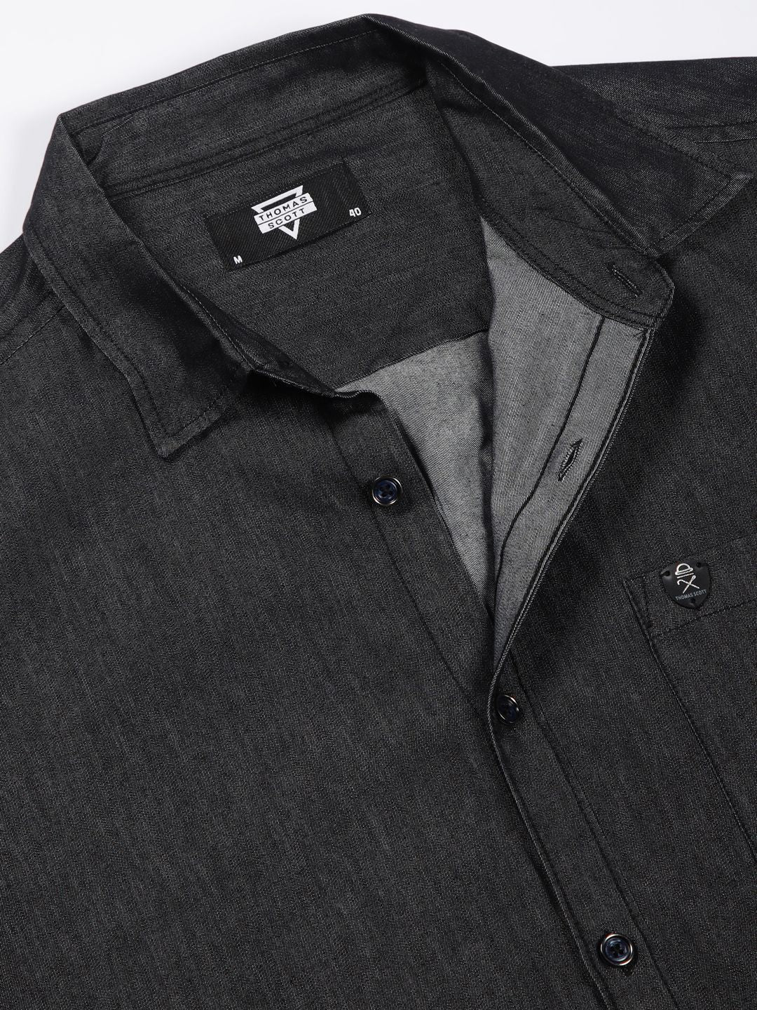 Thomas Scott Men Solid Cotton Smart Slim Fit Opaque Casual Shirt