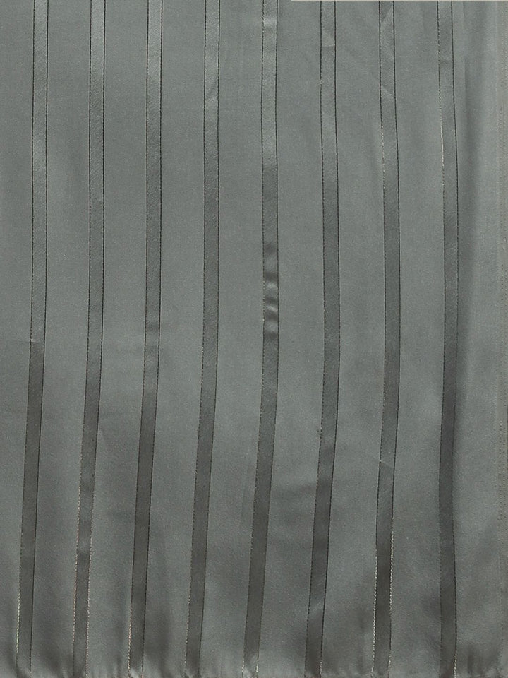 Saree mall Grey Striped Satin Saree