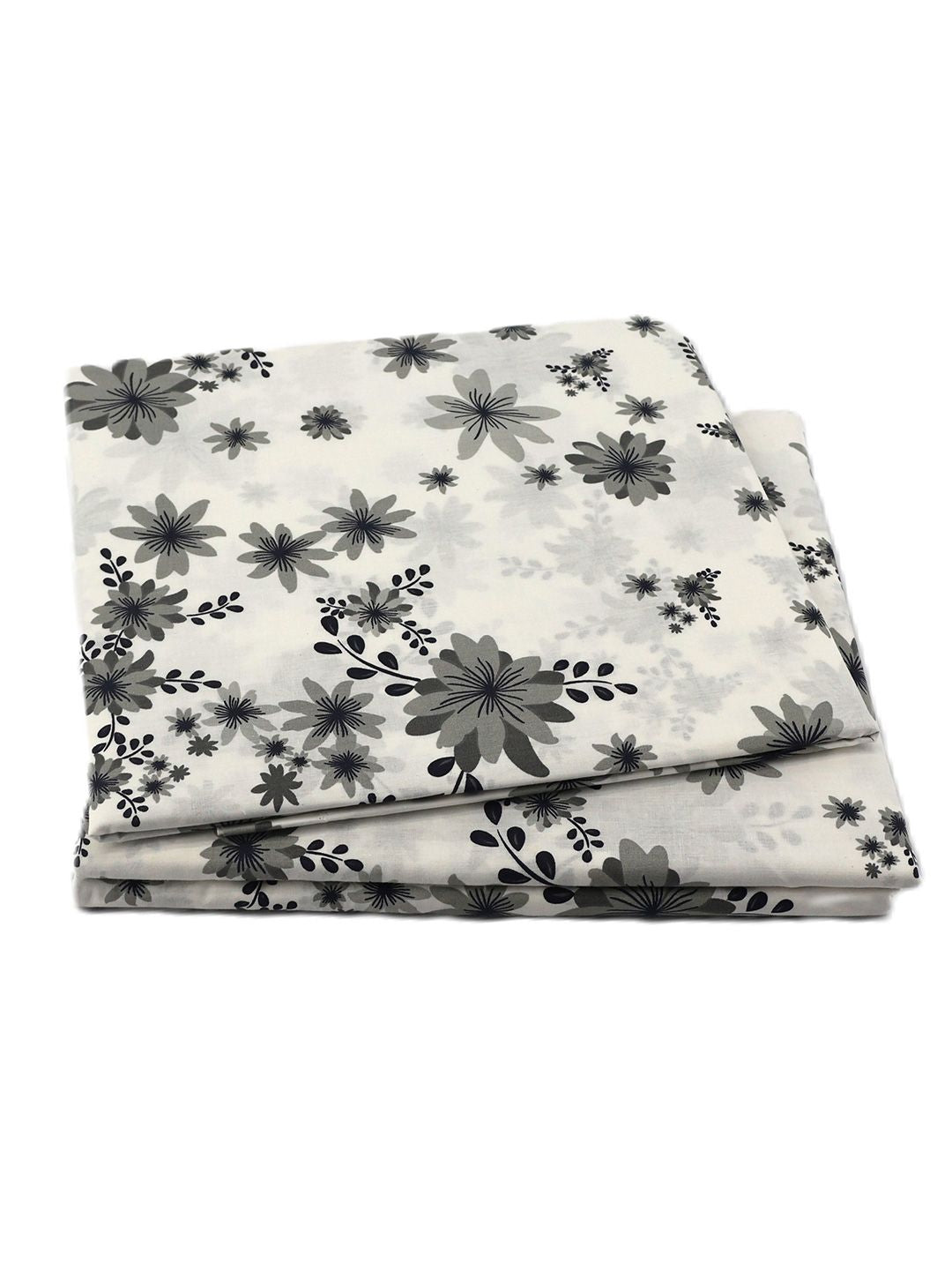 BOMBAY DYEING Vintage Grey Printed Pure Cotton 180 TC  Bedsheet Set 1.52 m X 2.28 m