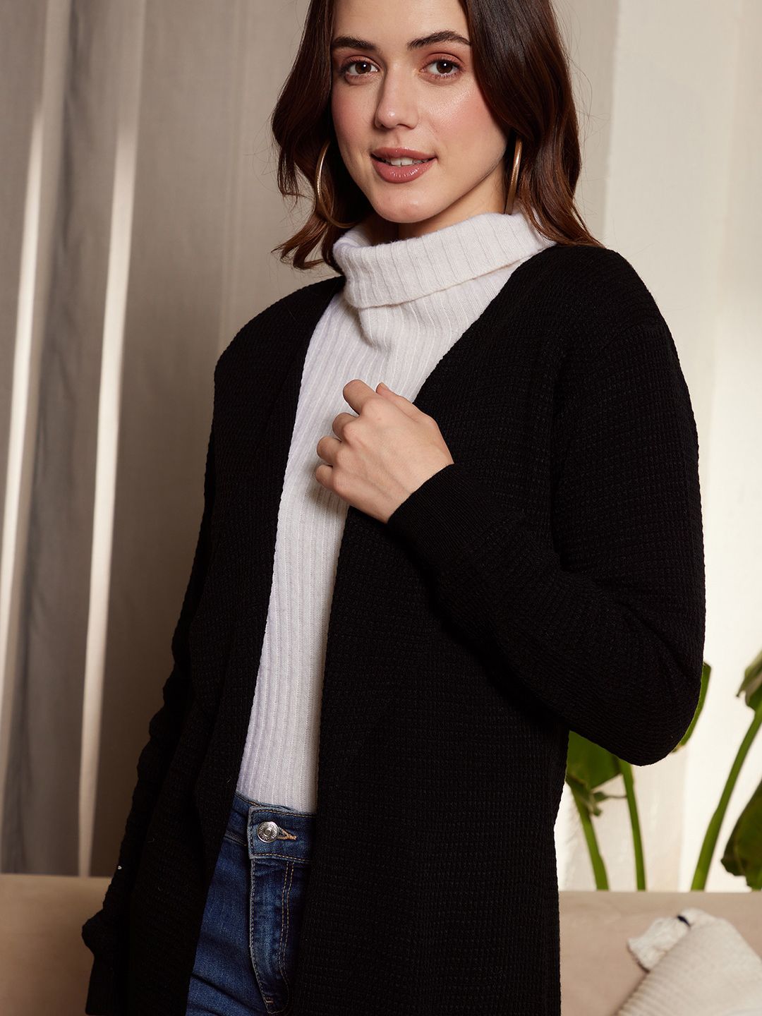 Berrylush Longline Front Open Acrylic Sweater