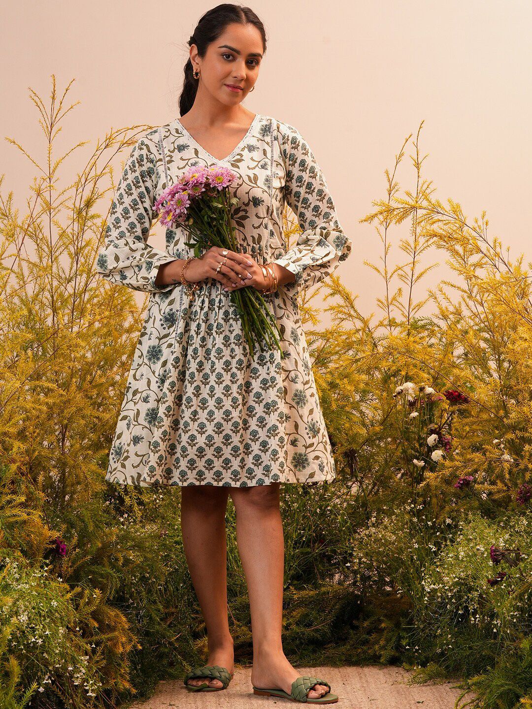 Libas Ethnic Motifs Print Cotton A-Line Dress