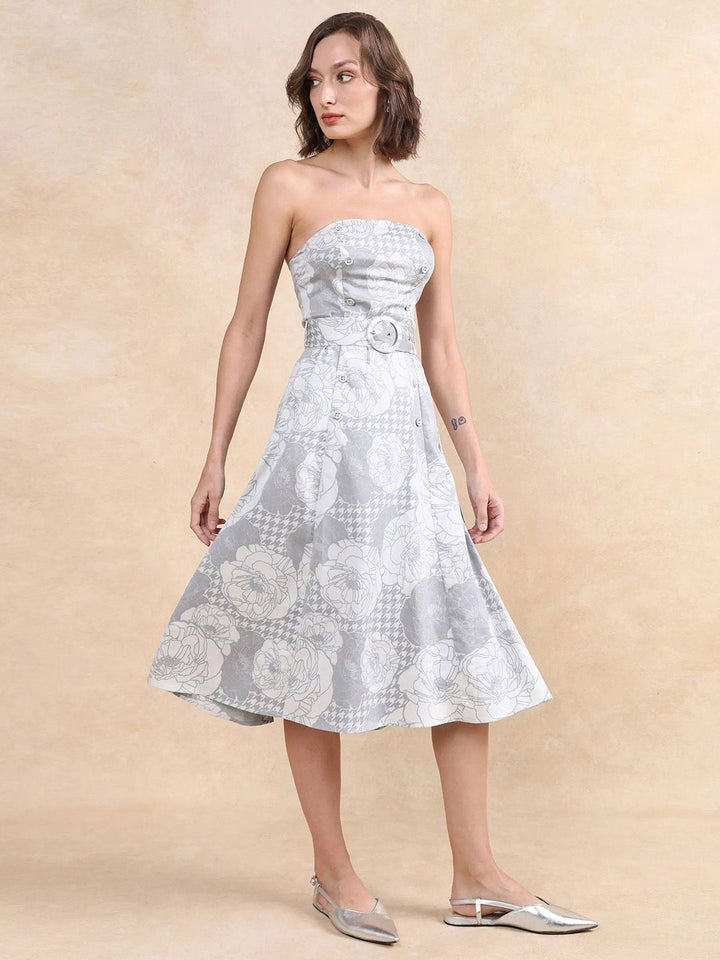 RAREISM Floral Printed Bandeau Midi Dress