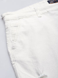 The Indian Garage Co Men White Slim Fit Low Distress Stretchable Jeans