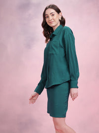 DressBerry Relaxed Fit Crinkled Shirt with Skirt Co-Ord Set