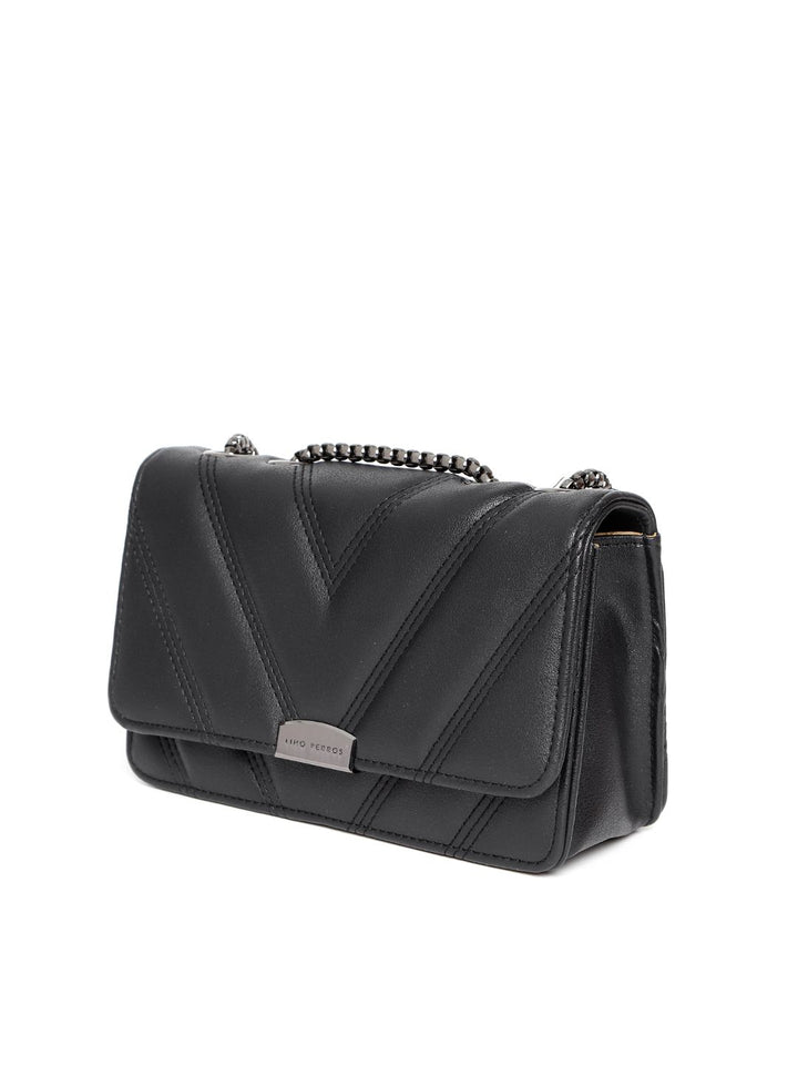 Lino Perros Black Solid Quilted Shoulder Bag